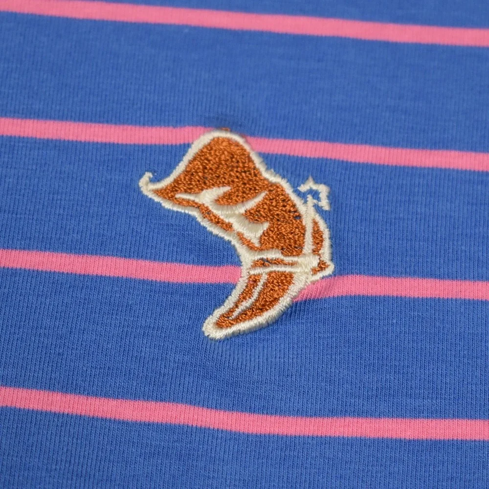 B Draddy Mens X-Large Golf Polo w Embroidered Boot Logo Blue Pink